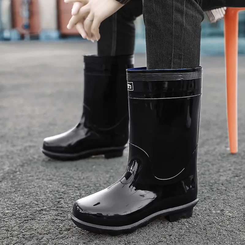 Warrior Water Resistant Slip Resistant Rain Boots Men's Black-1