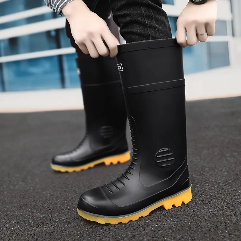 Warrior Water Resistant Slip Resistant Rain Boots Men's Black-1