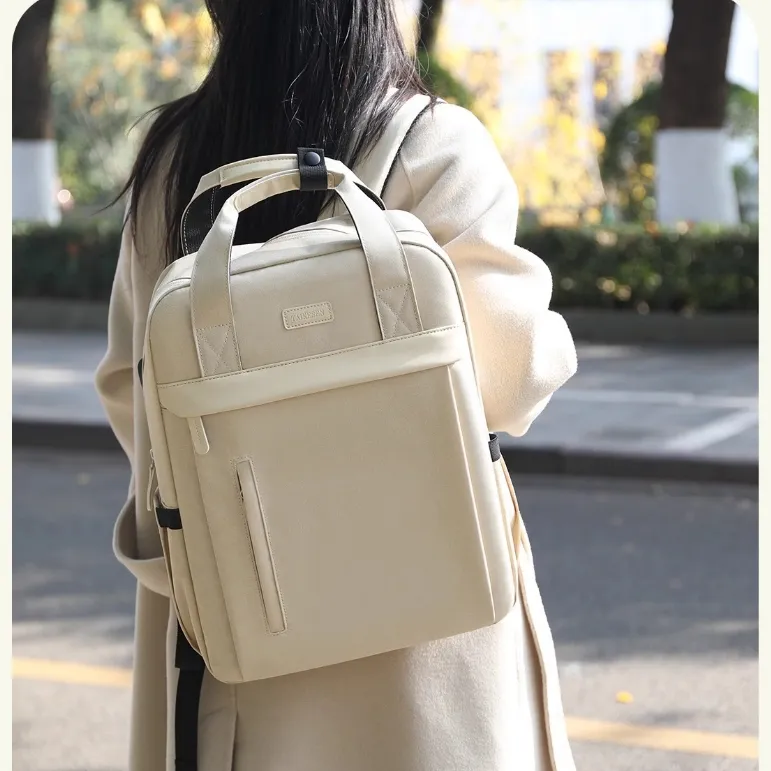 Techson Backpacks Khaki [Airbag Individual Laptop Compartment+External USB Interface+Handle Strap]-2