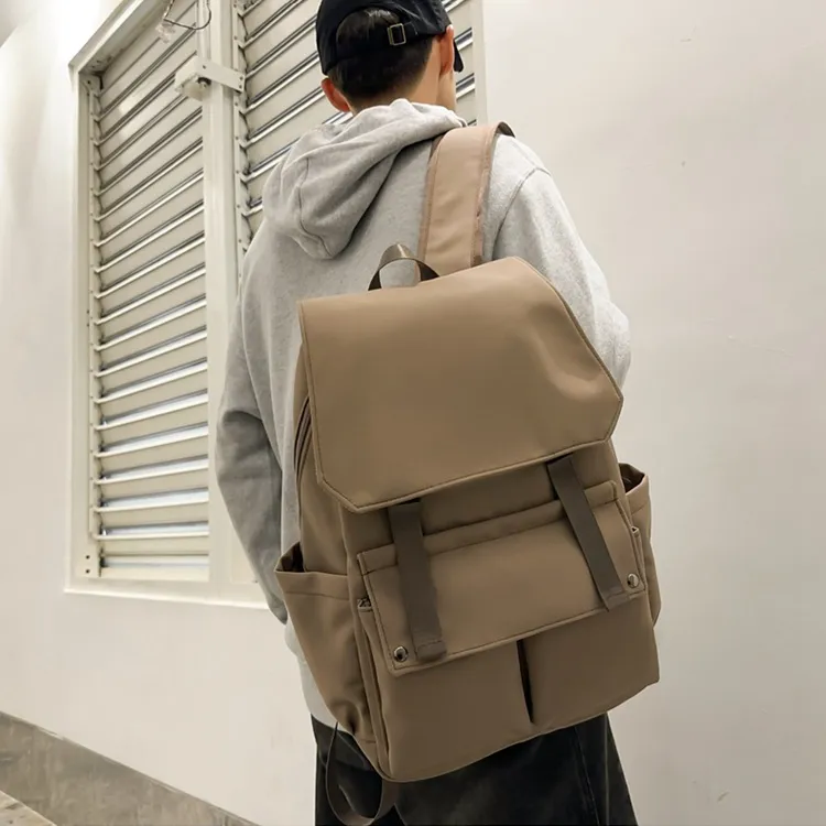 Techson Nylon Backpack Large Size Unisex Black/White/Blue/Coffee-8