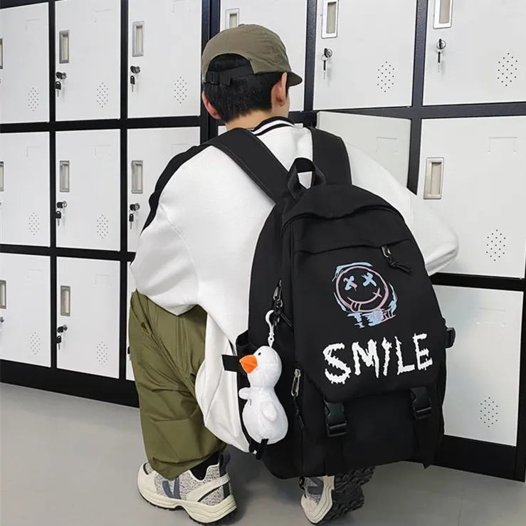 Techson Nylon Backpack Regular Unisex Black/White-3