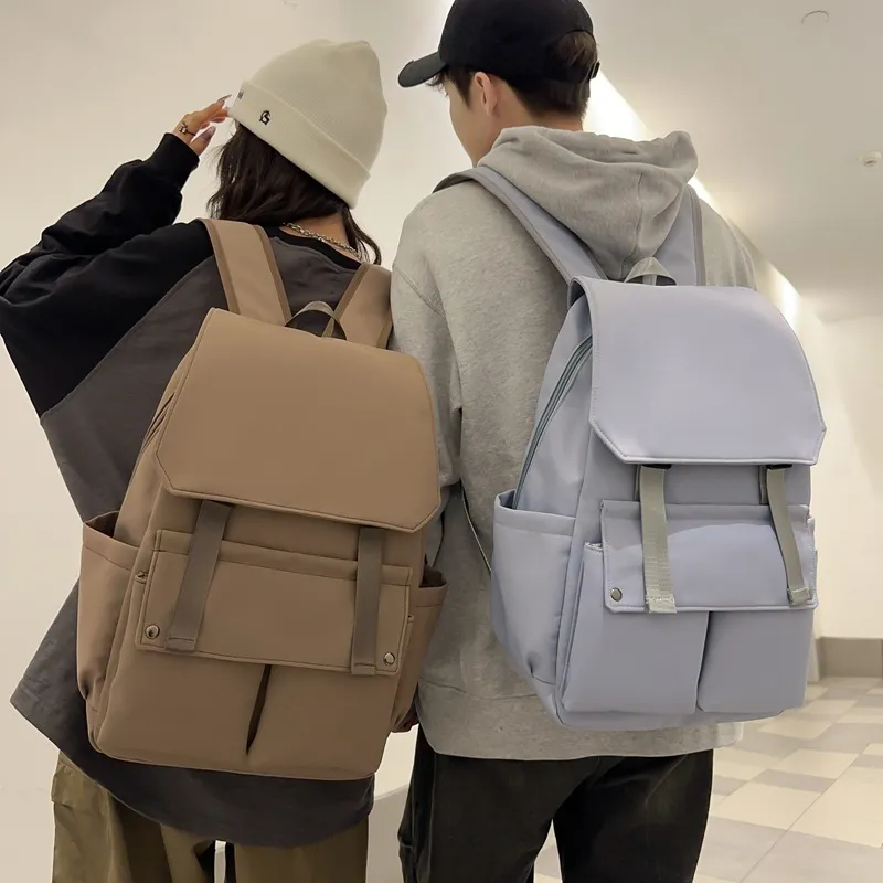 Techson Nylon Backpack Large Size Unisex Black/White/Blue/Coffee-5