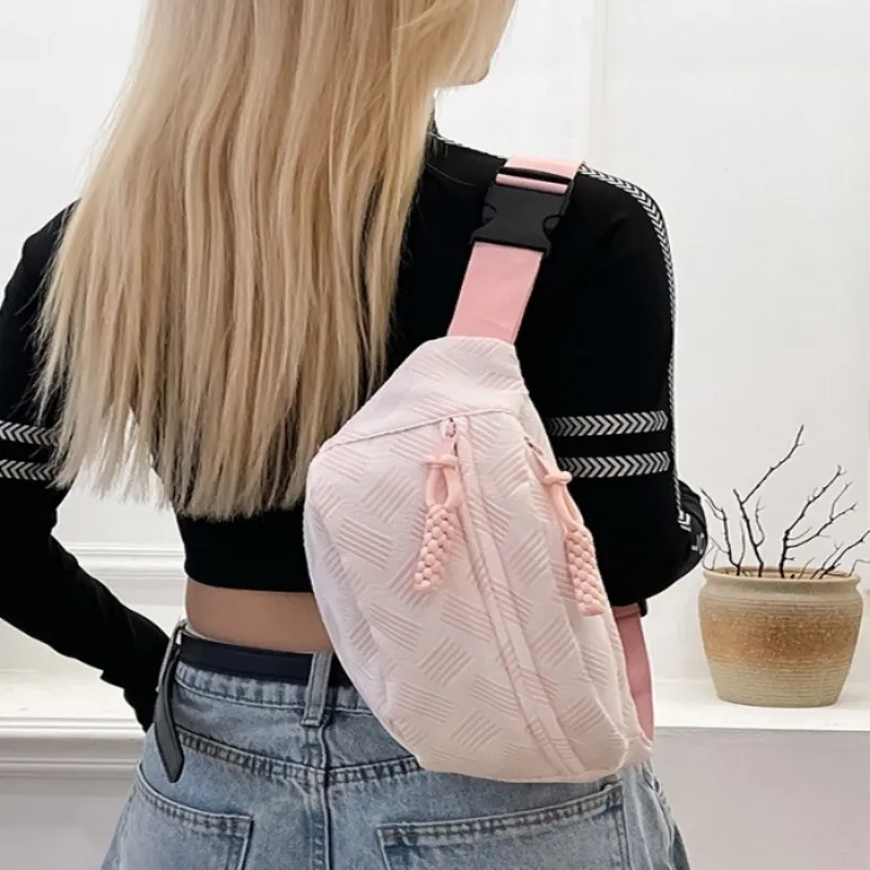 Techson Nylon Sling Bag Regular Unisex Beige Yellow/Pink-3
