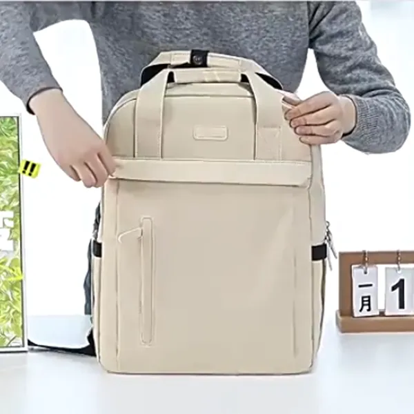 Techson Backpacks Khaki [Airbag Individual Laptop Compartment+External USB Interface+Handle Strap]-4