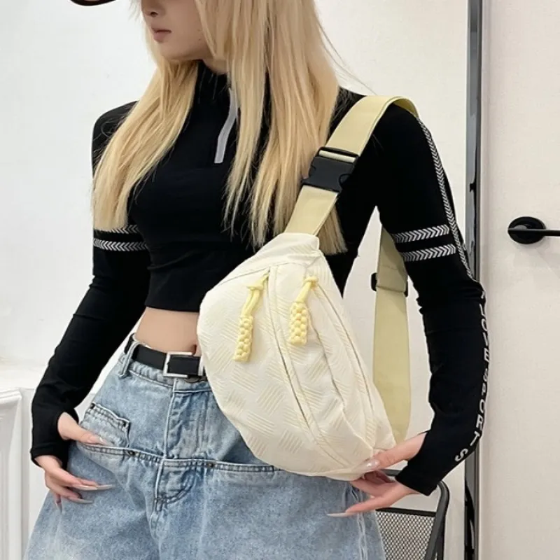 Techson Nylon Sling Bag Regular Unisex Beige Yellow/Pink-1