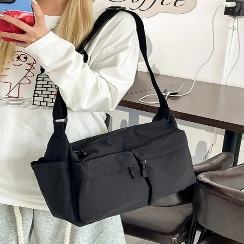 Techson Nylon Crossbody Bag Unisex Black-1