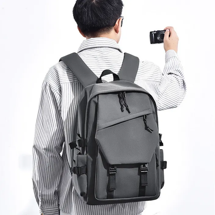 Techson Durable Fabric Backpack Unisex Blue/White/Pink/Gray/Black-4
