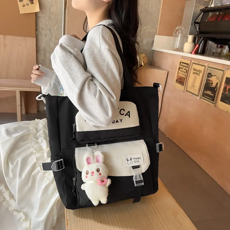 Techson Nylon Tote Bag, Shopping Bag, Shoulder Bag Large Size Unisex-1