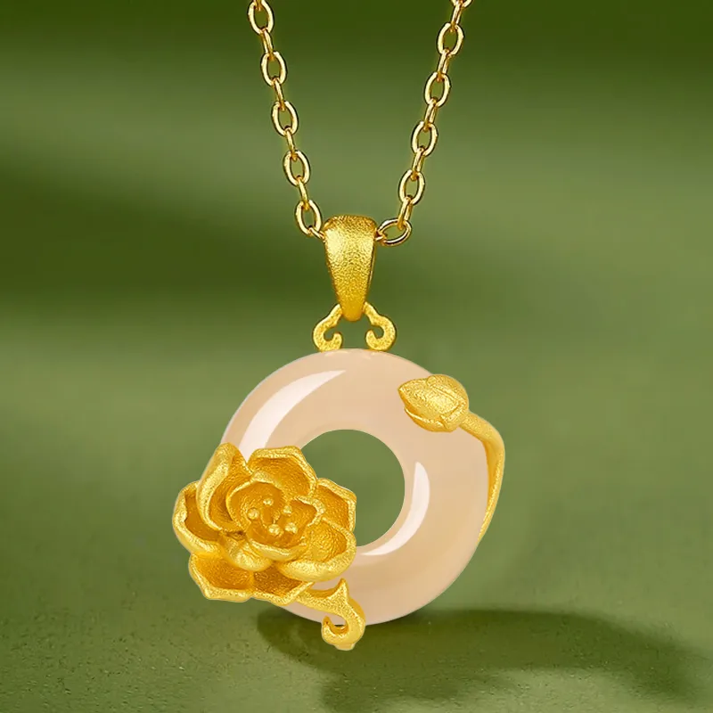 Emerald Dynasty Natural Chalcedony Necklaces Women's-4