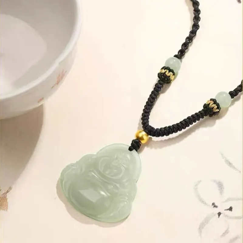 Emerald Dynasty Hetian Jade Necklaces White Jade/Pale Greenish White Jade Unisex-2