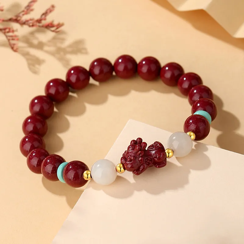 Emerald Dynasty Reconstructed Cinnabar Bracelets Unisex-2
