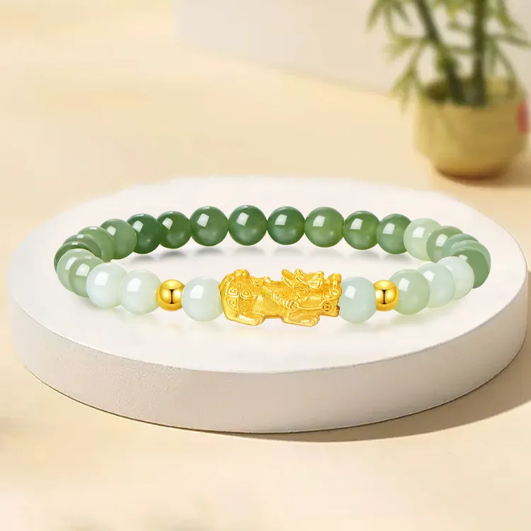 Emerald Dynasty Hetian Jade Bracelets Pale Greenish White Jade Unisex-1