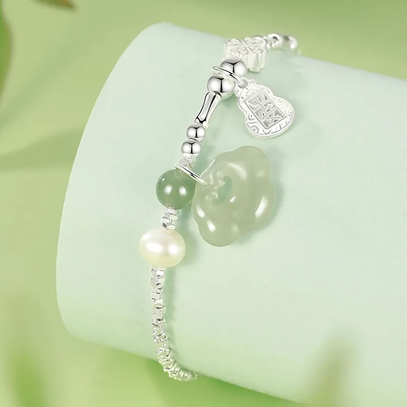 Emerald Dynasty Hetian Jade Bracelets White Jade/Pale Greenish White Jade Women's-2