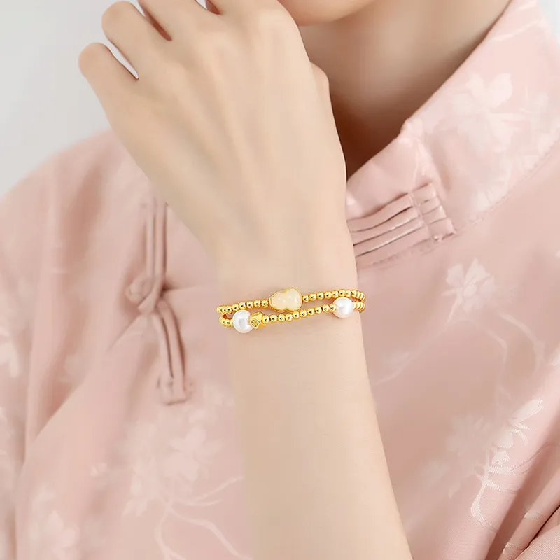 Emerald Dynasty Hetian Jade Bracelets White Jade/Pale Greenish White Jade Women's-1