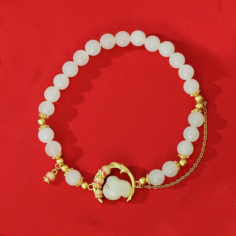 Emerald Dynasty Hetian Jade Bracelets White Jade/Pale Greenish White Jade Women's-2