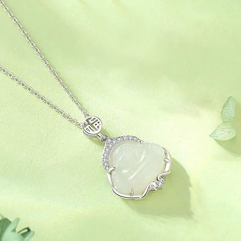 Emerald Dynasty Hetian Jade Necklaces White Jade/Pale Greenish White Jade Women's-2
