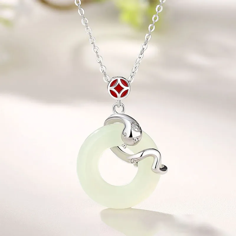 Emerald Dynasty Hetian Jade Necklaces White Jade/Pale Greenish White Jade Women's-3