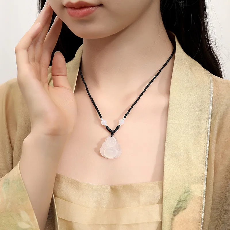 Emerald Dynasty Natural Chalcedony Necklaces Women's-1