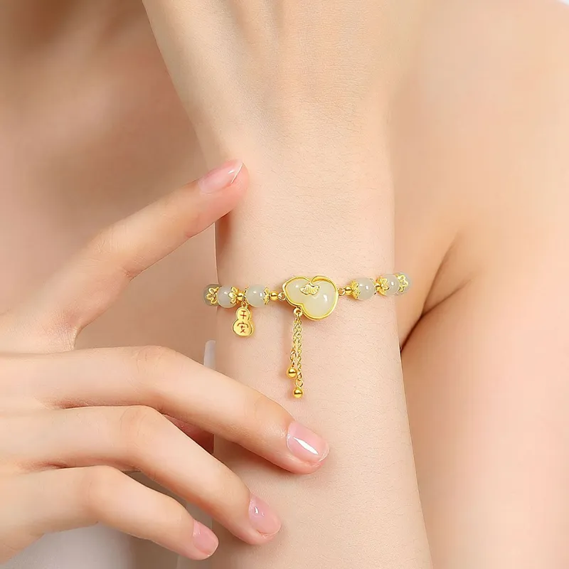 Emerald Dynasty Hetian Jade Bracelets White Jade/Pale Greenish White Jade Women's-1