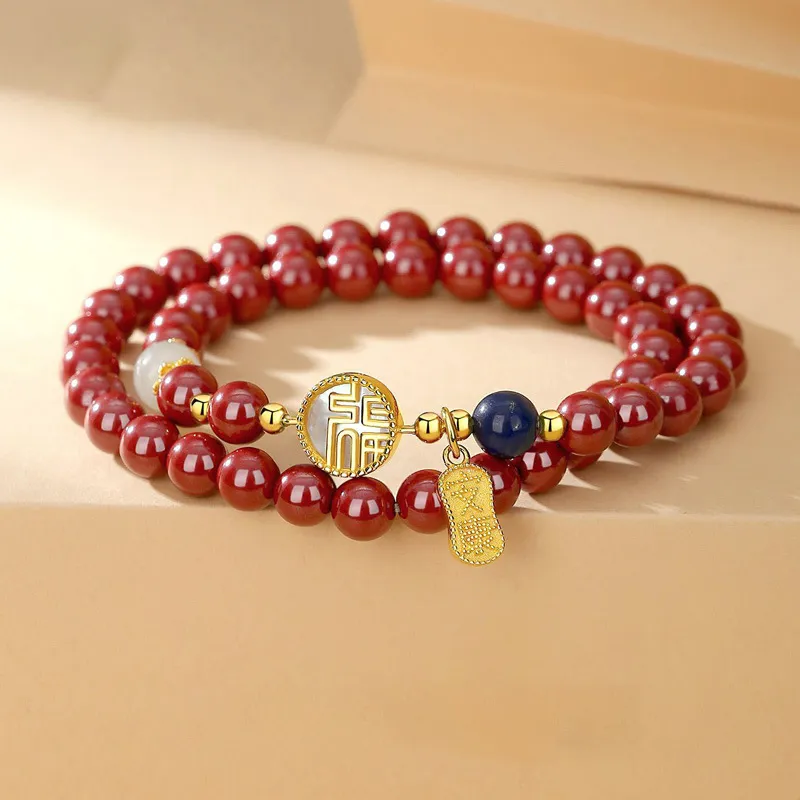 Emerald Dynasty Reconstructed Cinnabar Bracelets Women's-2