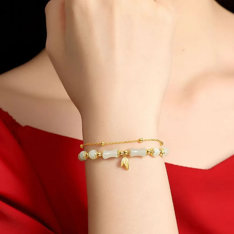Emerald Dynasty Hetian Jade Bracelets White Jade/Pale Greenish White Jade Women's-4