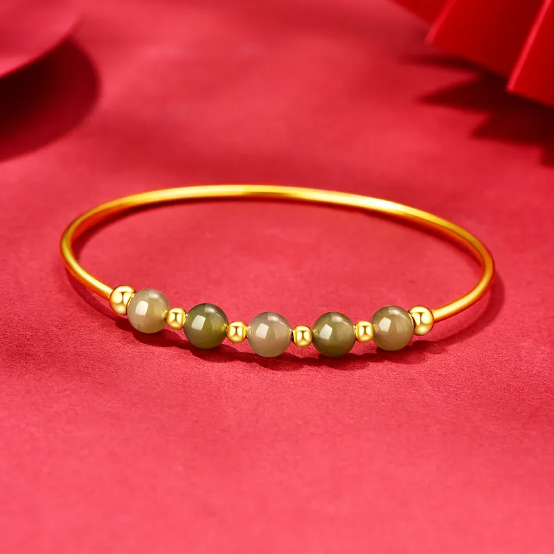 Emerald Dynasty Hetian Jade Bangles Pale Greenish White Jade Unisex-1