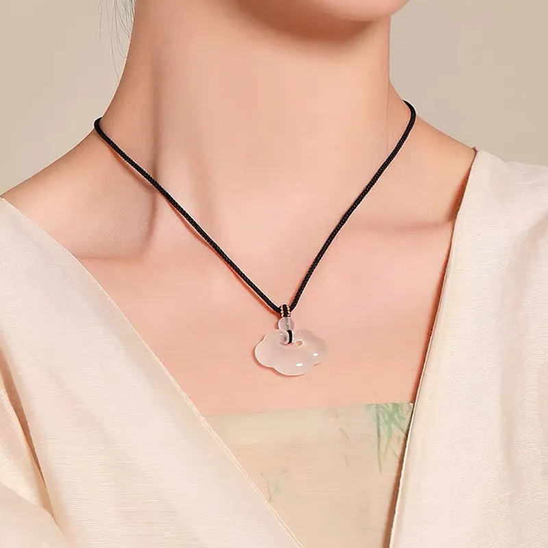 Emerald Dynasty Natural Chalcedony Necklaces Women's-1