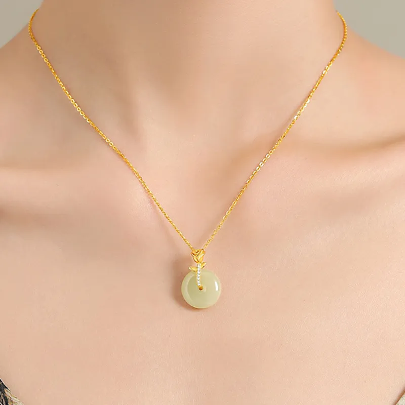 Emerald Dynasty Hetian Jade Necklaces White Jade/Pale Greenish White Jade Women's-3