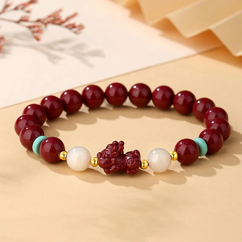 Emerald Dynasty Reconstructed Cinnabar Bracelets Unisex-1