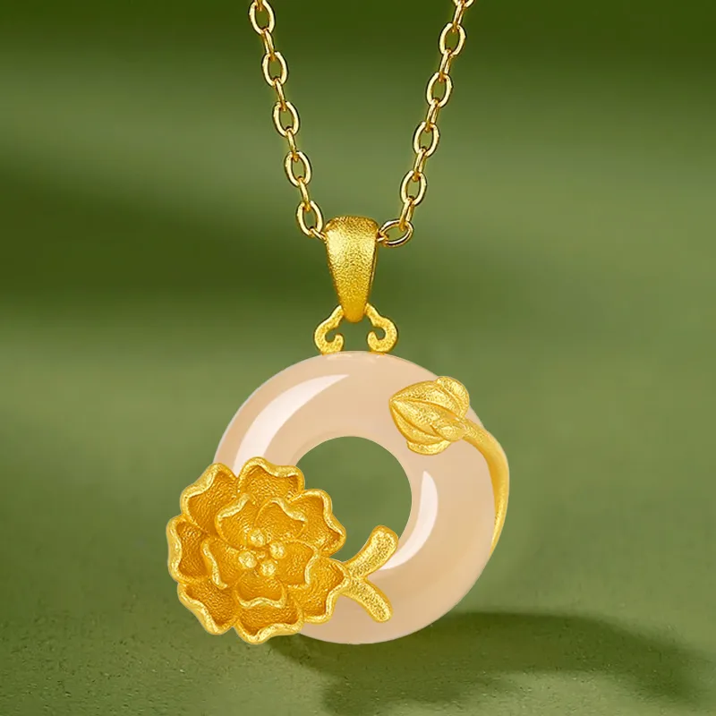 Emerald Dynasty Natural Chalcedony Necklaces Women's-3