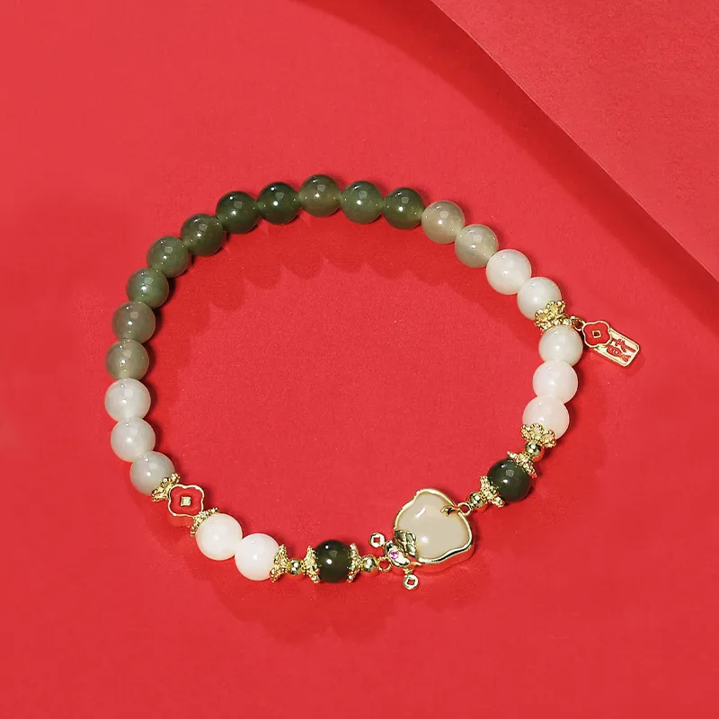 Emerald Dynasty Hetian Jade Bracelets White Jade/Pale Greenish White Jade Women's-2