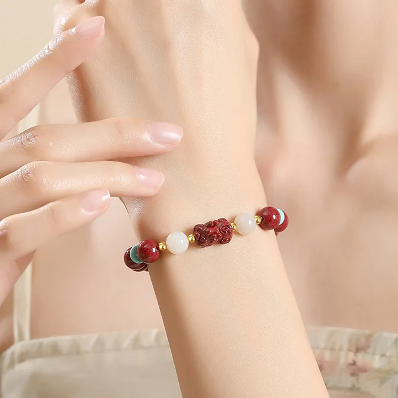 Emerald Dynasty Reconstructed Cinnabar Bracelets Unisex-3