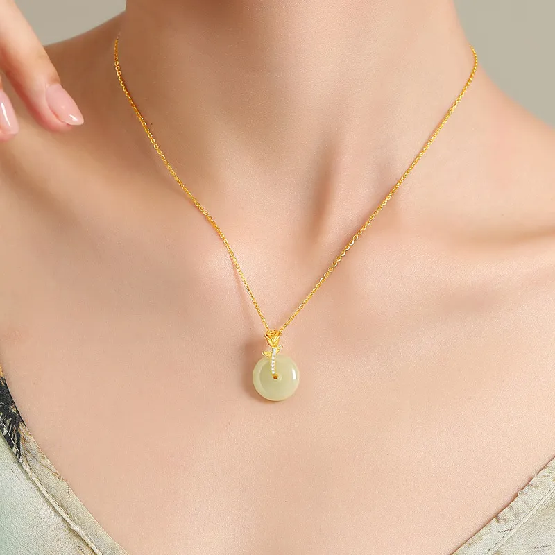Emerald Dynasty Hetian Jade Necklaces White Jade/Pale Greenish White Jade Women's-4