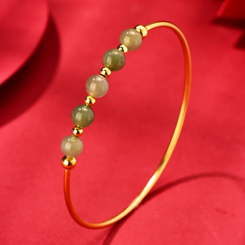 Emerald Dynasty Hetian Jade Bangles Pale Greenish White Jade Unisex-3