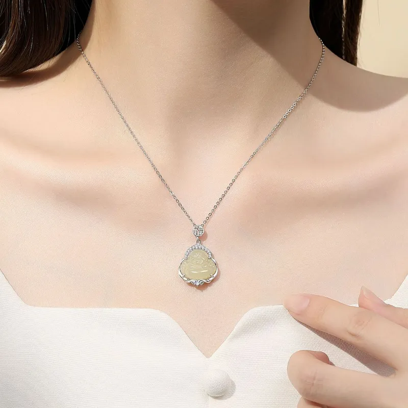 Emerald Dynasty Hetian Jade Necklaces White Jade/Pale Greenish White Jade Women's-1
