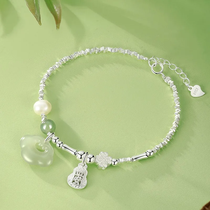 Emerald Dynasty Hetian Jade Bracelets White Jade/Pale Greenish White Jade Women's-3