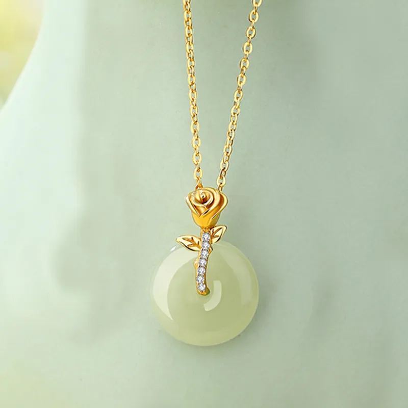 Emerald Dynasty Hetian Jade Necklaces White Jade/Pale Greenish White Jade Women's-1