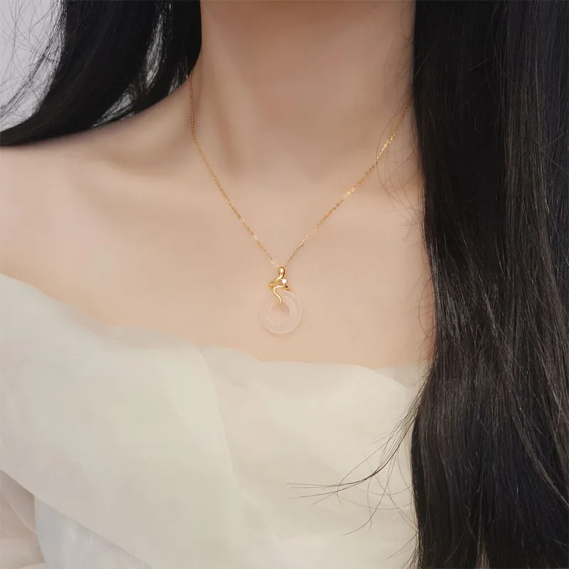 Emerald Dynasty Chalcedony Necklaces Women's-3