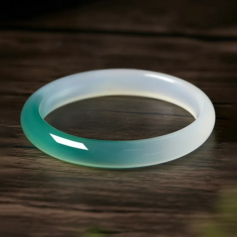 Emerald Dynasty Natural Chalcedony Jade Bangles Women's-2