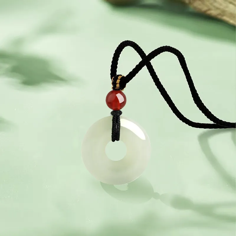 Emerald Dynasty Hetian Jade Necklaces White Jade/Pale Greenish White Jade Unisex-3
