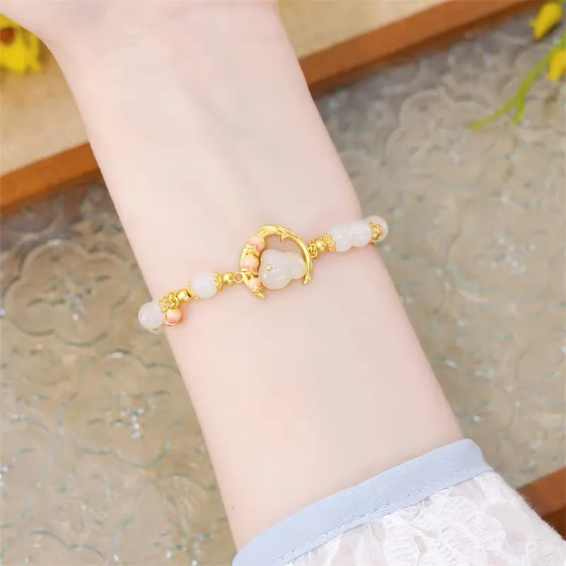 Emerald Dynasty Hetian Jade Bracelets White Jade/Pale Greenish White Jade Women's-3