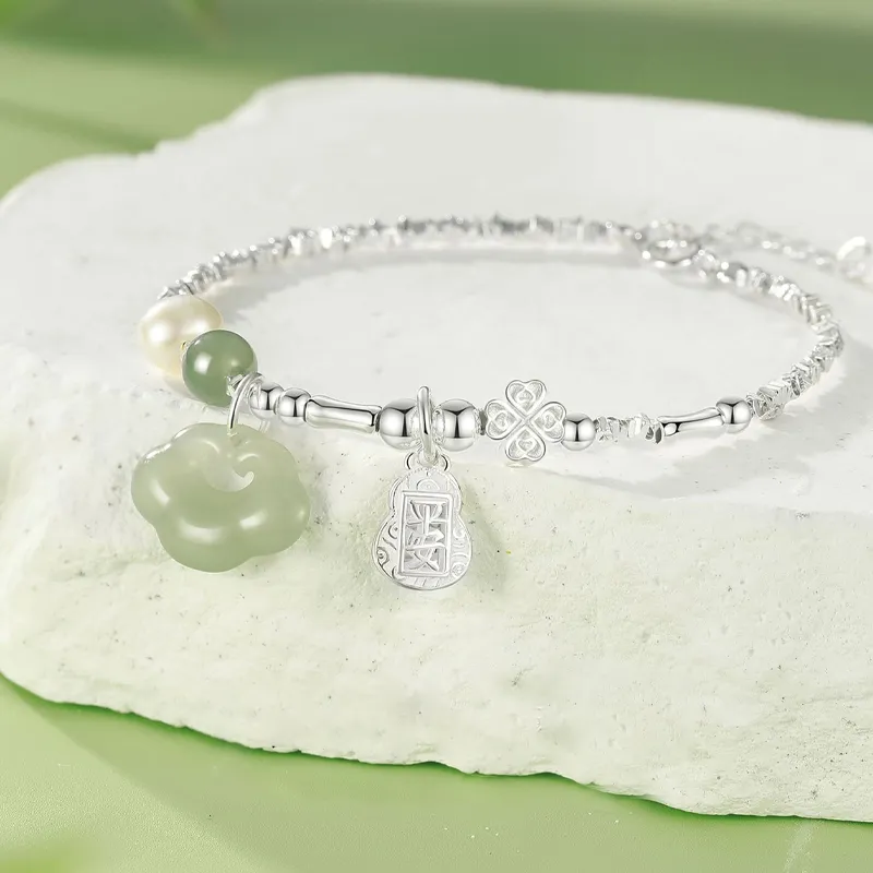 Emerald Dynasty Hetian Jade Bracelets White Jade/Pale Greenish White Jade Women's-1