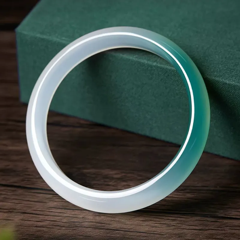 Emerald Dynasty Natural Chalcedony Jade Bangles Women's-1