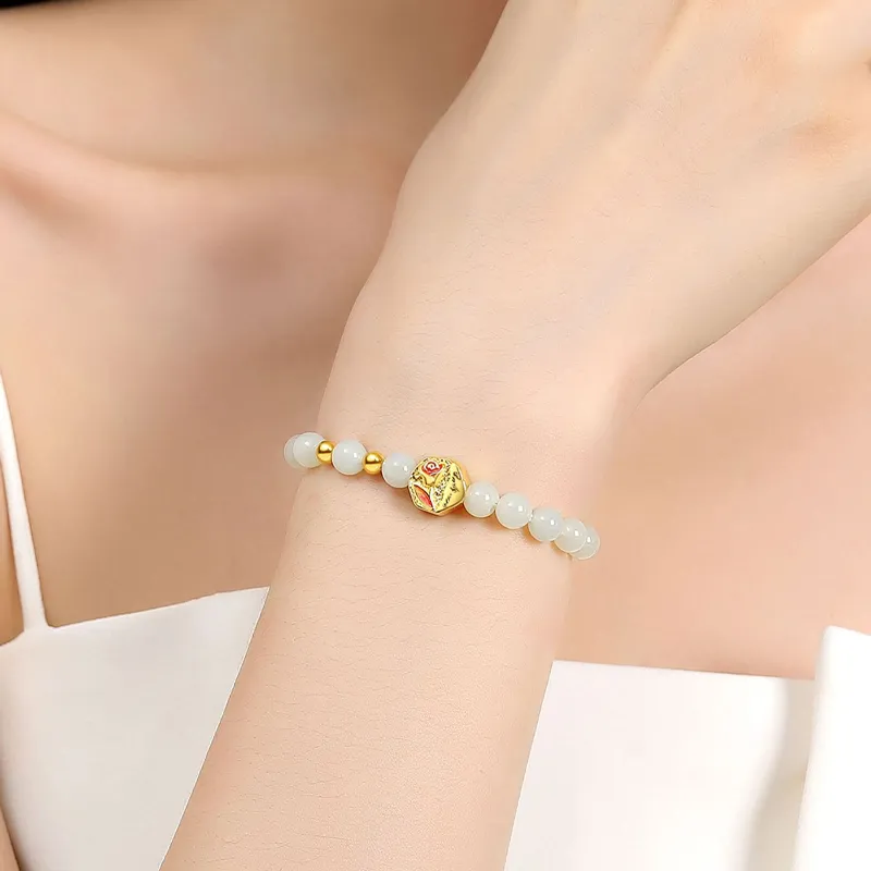 Emerald Dynasty Hetian Jade Bracelets White Jade/Pale Greenish White Jade Women's-1