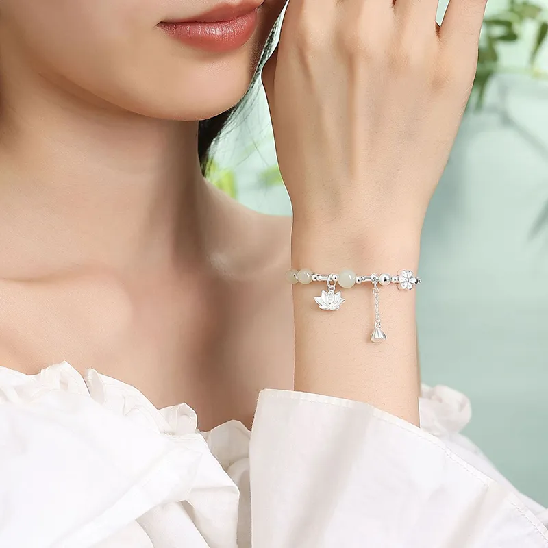 Emerald Dynasty Hetian Jade Bracelets White Jade/Pale Greenish White Jade Women's-4
