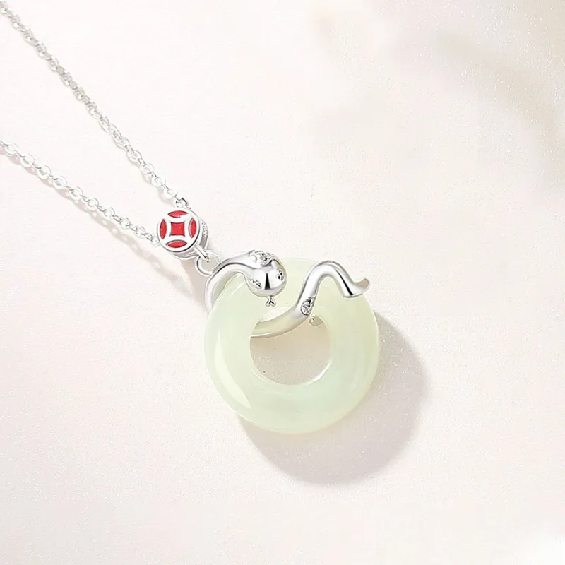 Emerald Dynasty Hetian Jade Necklaces White Jade/Pale Greenish White Jade Women's-2