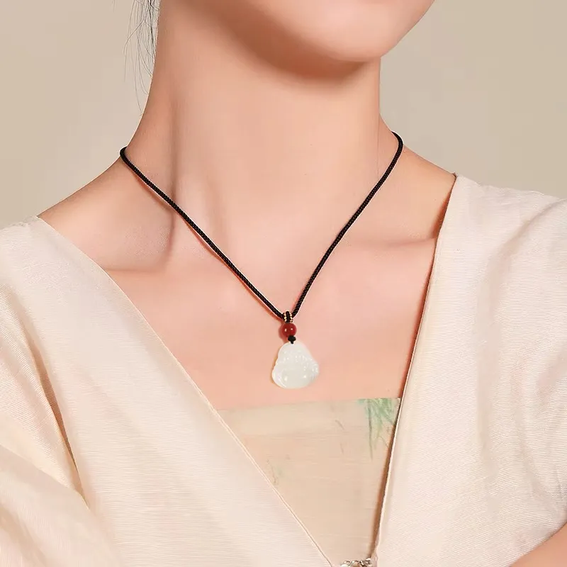 Emerald Dynasty Hetian Jade Necklaces White Jade/Pale Greenish White Jade Women's-4