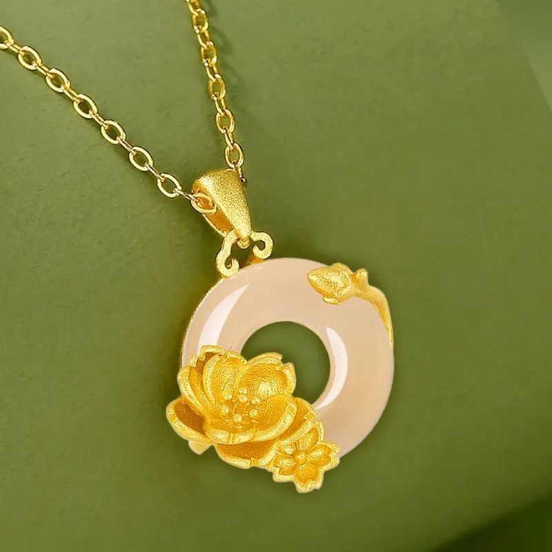 Emerald Dynasty Natural Chalcedony Jade Necklaces Women's-1