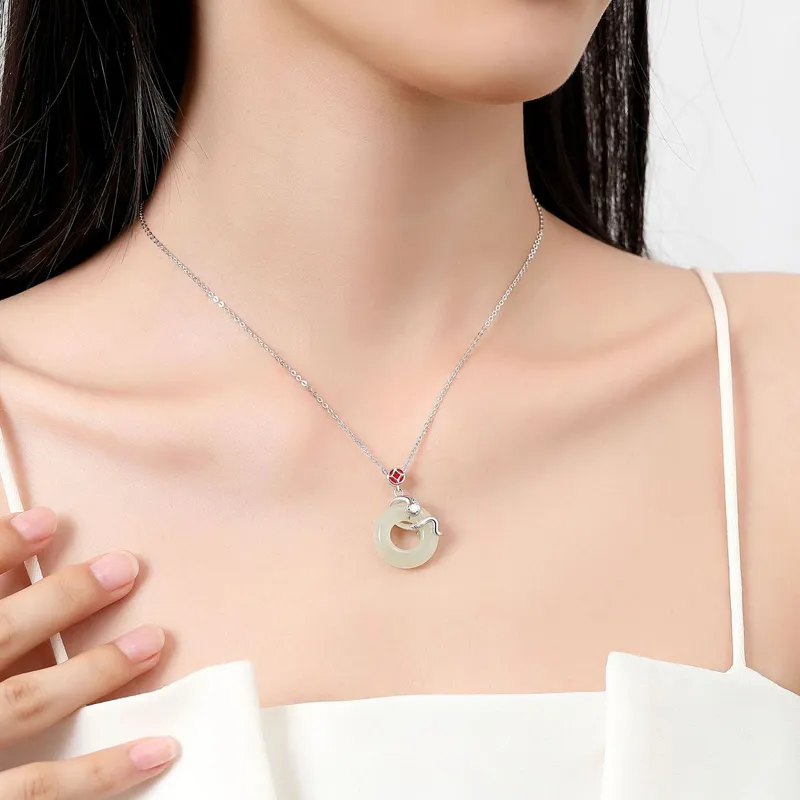Emerald Dynasty Hetian Jade Necklaces White Jade/Pale Greenish White Jade Women's-1