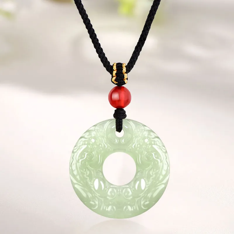 Emerald Dynasty Hetian Jade Necklaces White Jade/Pale Greenish-White Jade Unisex-1